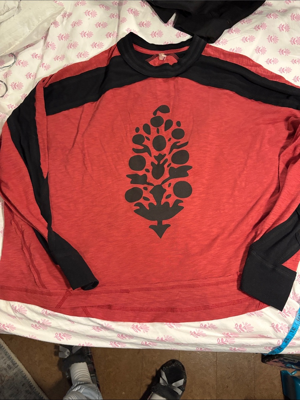 FP Movement by Free People Red and Black Long Sleeve Graphic Tee